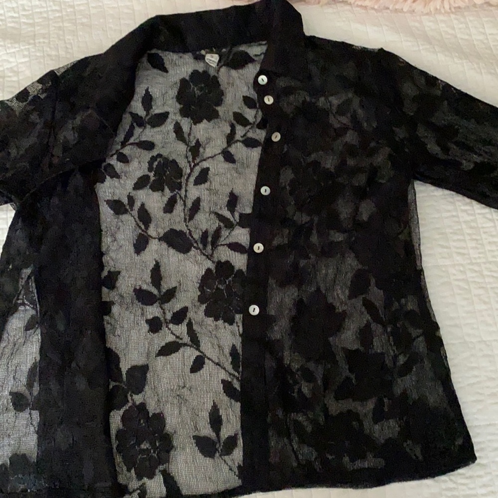 Black sheer lace blouse